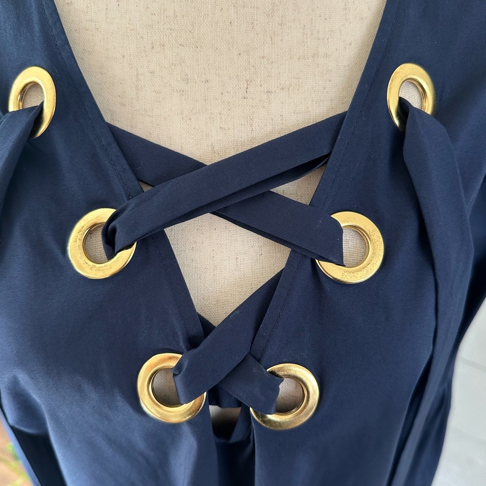 NWT! MICHAEL KORS TRUE NAVY BLOUSE. SIZE LARGE - Picture 6 of 9